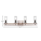 Belmont Four Light Bath Bar in Graphite & Painted Distressed Wood-look Metal with 2.5" Clear Bubble Shade