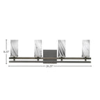 Belmont Four Light Bath Bar in Graphite & Painted Distressed Wood-look Metal with 2.5" Onyx Swirl Shade