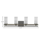 Belmont Four Light Bath Bar in Graphite & Painted Distressed Wood-look Metal with 2.5" White Marble Shade