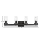 Belmont Four Light Bath Bar in Matte Black with 2.5" Clear Bubble Shade
