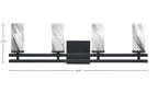 Belmont Four Light Bath Bar in Matte Black with 2.5" Onyx Swirl Shade