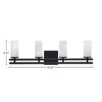 Belmont Four Light Bath Bar in Matte Black with 2.5" White Marble Shade