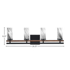 Belmont Four Light Bath Bar in Matte Black & Painted Wood-look Metal with 2.5" Onyx Swirl Shade