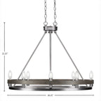 Belmont Eight Light Chandelier in Graphite & Painted Distressed Wood-look Metal