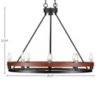 Belmont Eight Light Chandelier in Matte Black & Painted Wood-look Metal
