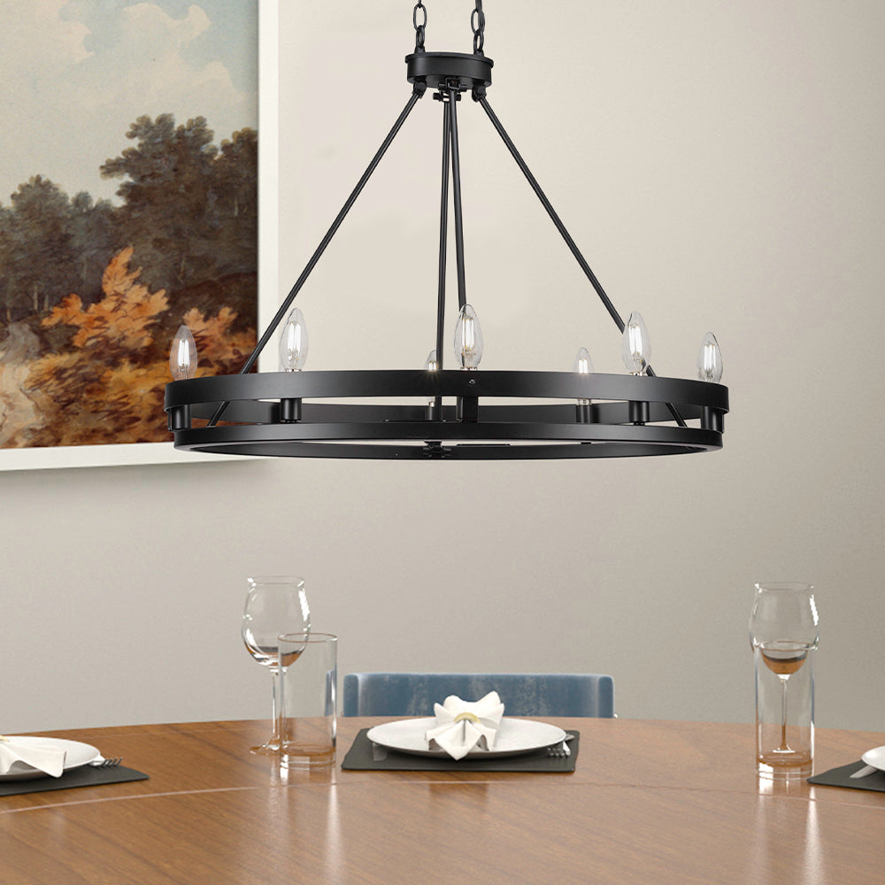 Belmont Eight Light Chandelier in Matte Black