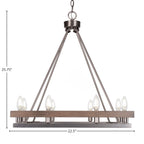 Belmont Eight Light Chandelier in Graphite & Painted Distressed Wood-look Metal
