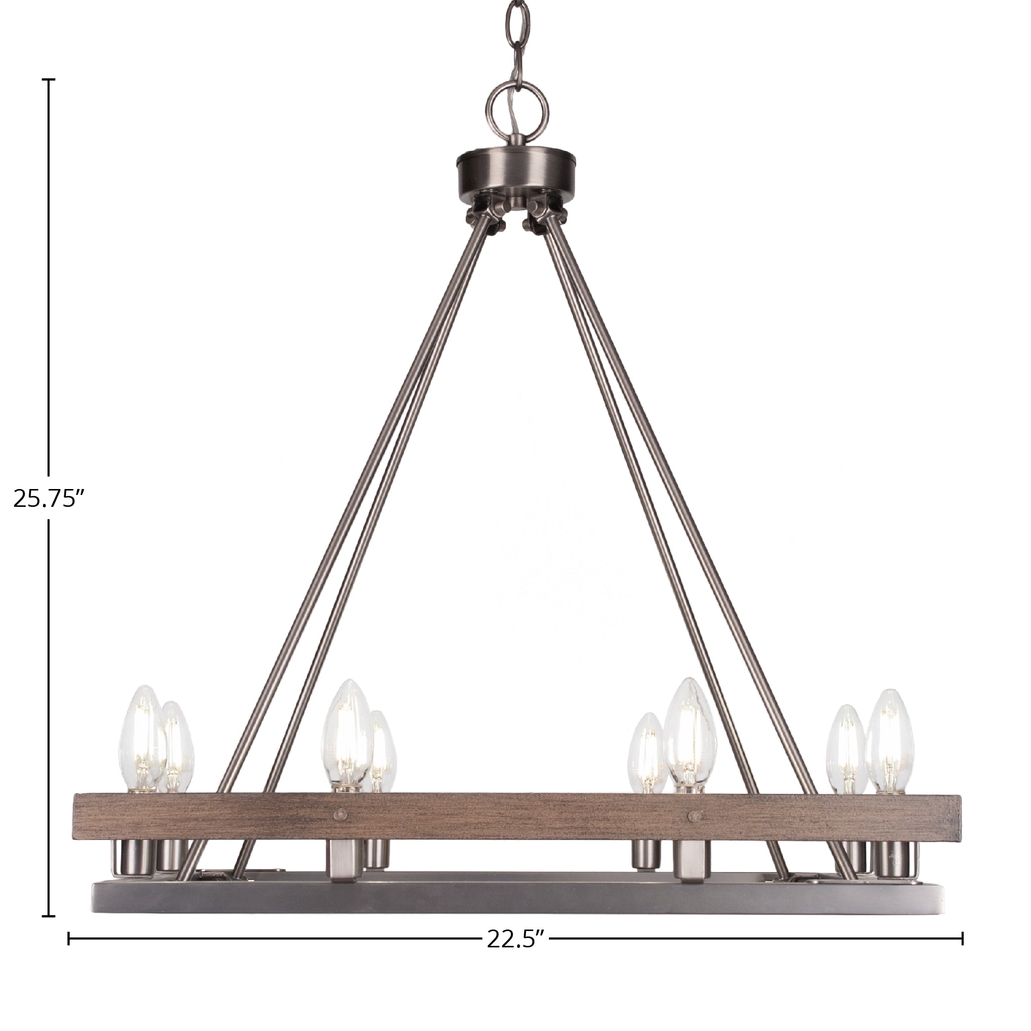 Belmont Eight Light Chandelier in Graphite & Painted Distressed Wood-look Metal