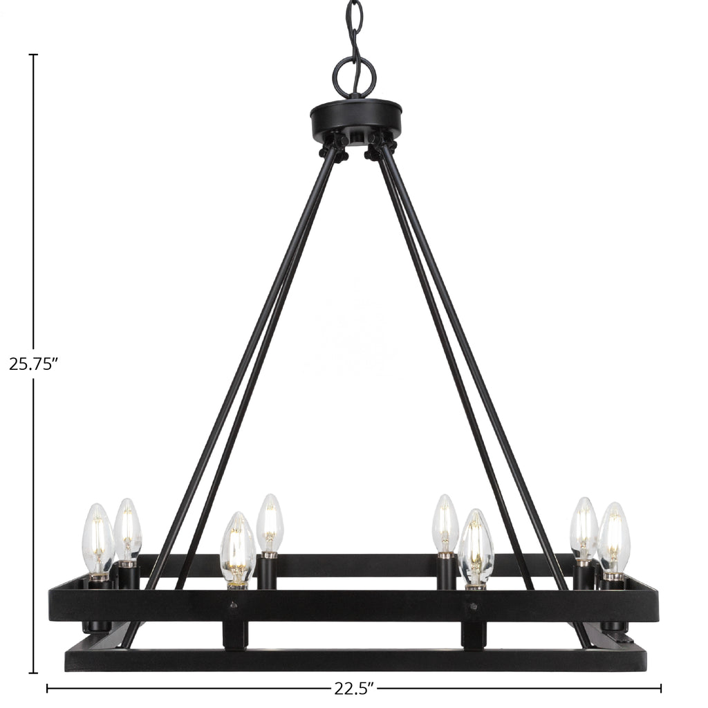Belmont Eight Light Chandelier in Matte Black