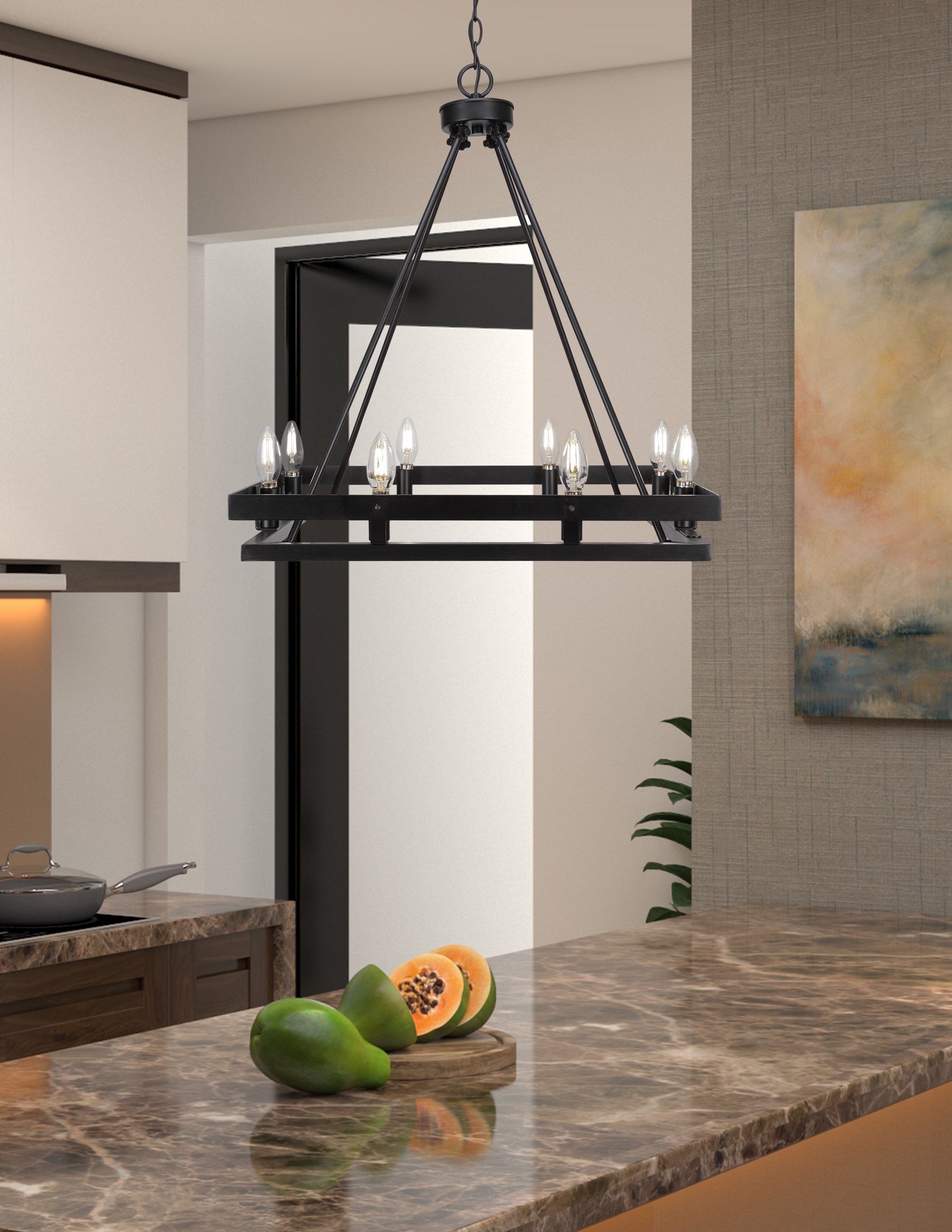 Belmont Eight Light Chandelier in Matte Black