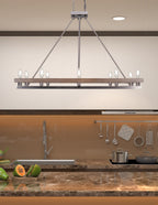 Belmont Ten Light Island Pendant in Graphite & Painted Distressed Wood-look Metal