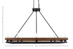 Belmont Ten Light Island Pendant in Matte Black & Painted Wood-look Metal