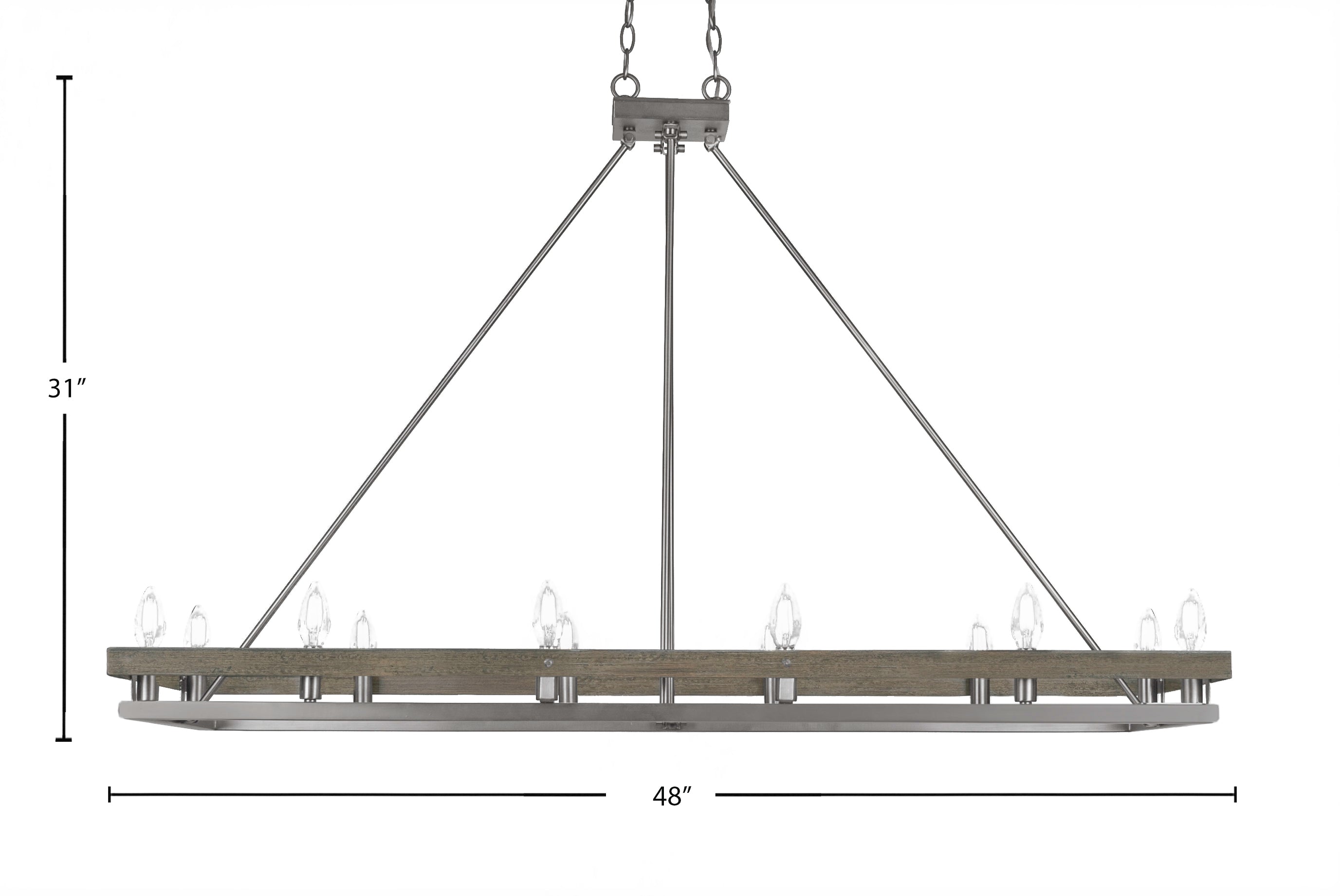 Belmont 12 Light Island Pendant in Graphite & Painted Distressed Wood-look Metal