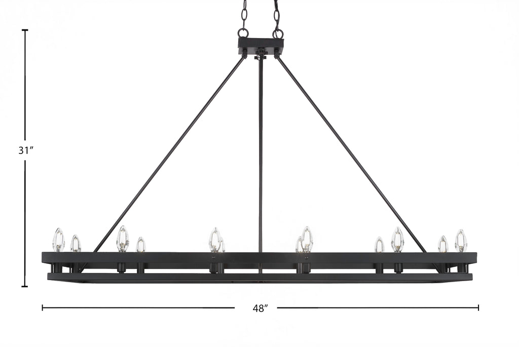 Belmont 12 Light Island Pendant in Matte Black