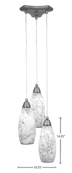 Europa Three Light Cluster Pendalier in Brushed Nickel with 5.5" Black Fusion Shade