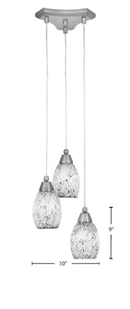 Europa Three Light Cluster Pendalier in Brushed Nickel with 5" Black Fusion Shade