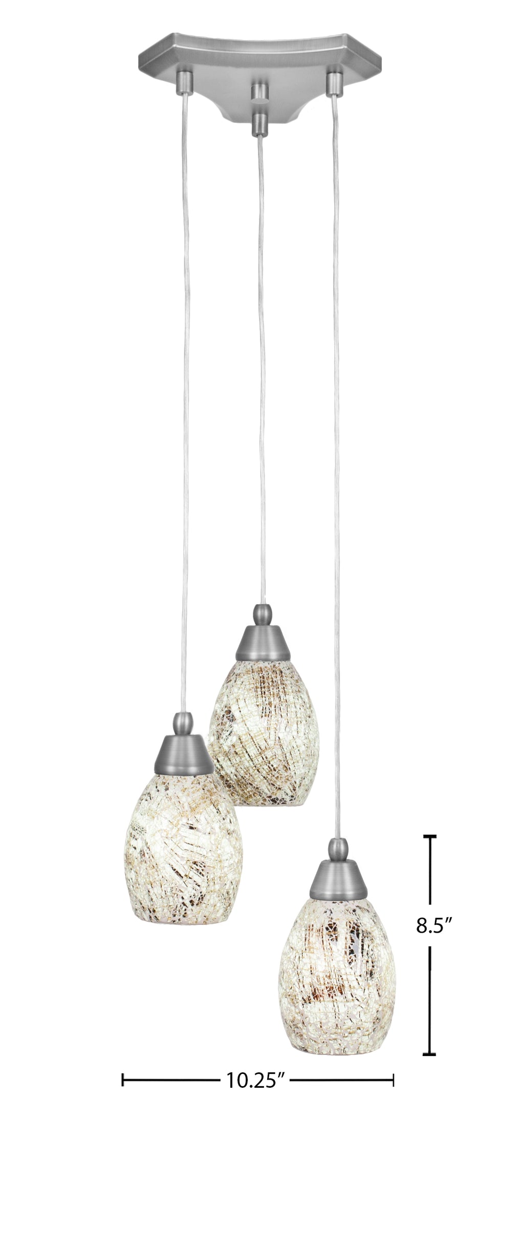 Europa Three Light Cluster Pendalier in Brushed Nickel with 5" Natural Fusion Shade