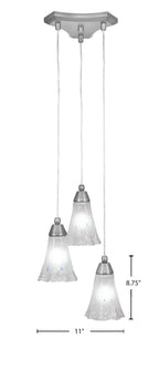 Europa Three Light Multi Light Mini Pendant in Brushed Nickel with 5.5" Fluted Frosted Crystal Shade