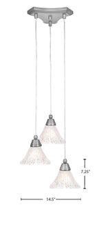 Europa Three Light Cluster Pendalier in Brushed Nickel with 7" Frosted Crystal Shade