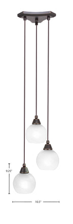 Europa Three Light Cluster Pendalier in Dark Granite with 5.75" White Marble Shade
