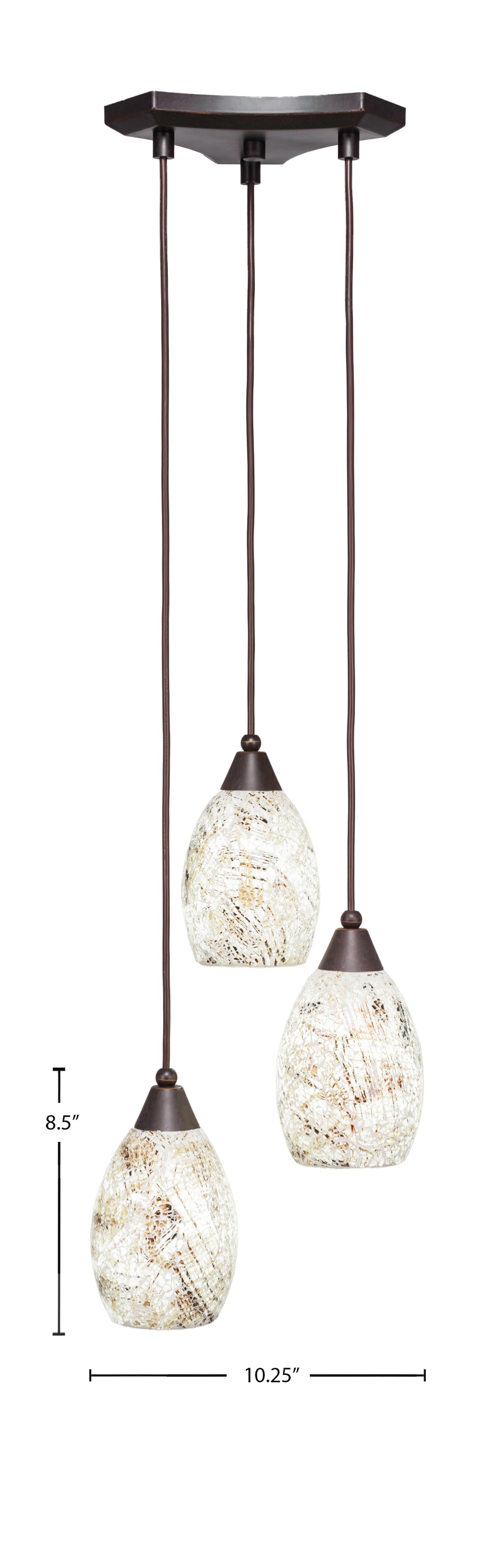 Europa Three Light Cluster Pendalier in Dark Granite with 5" Natural Fusion Shade