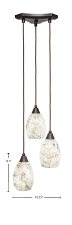 Europa Three Light Cluster Pendalier in Dark Granite with 5" Natural Fusion Shade