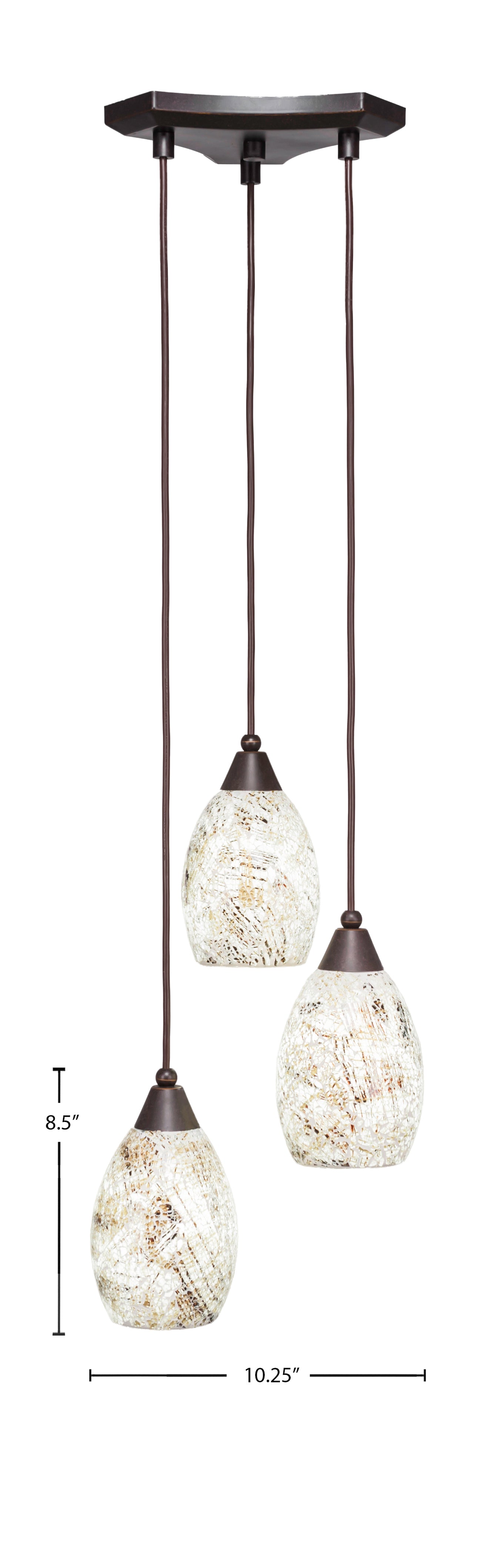 Europa Three Light Cluster Pendalier in Dark Granite with 5" Natural Fusion Shade