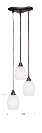 Europa Three Light Cluster Pendalier in Dark Granite with 5" White Linen Shade