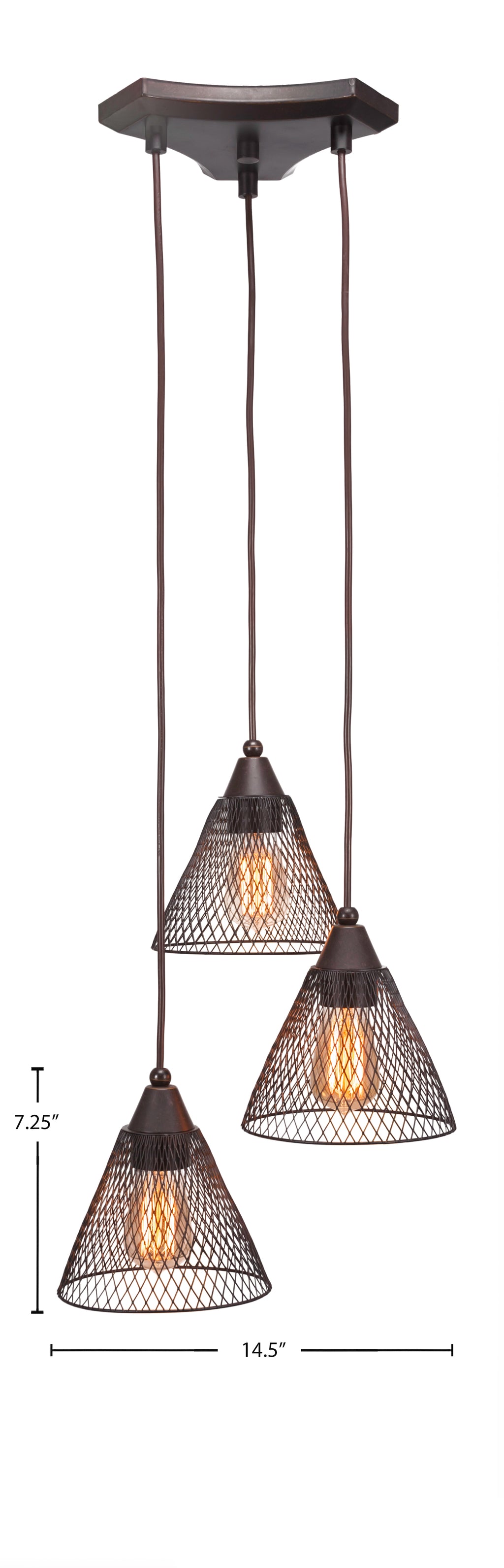 Europa LED Mini Pendant in Dark Granite with 7'' Dark Granite Cone Mesh Metal Shade Shade