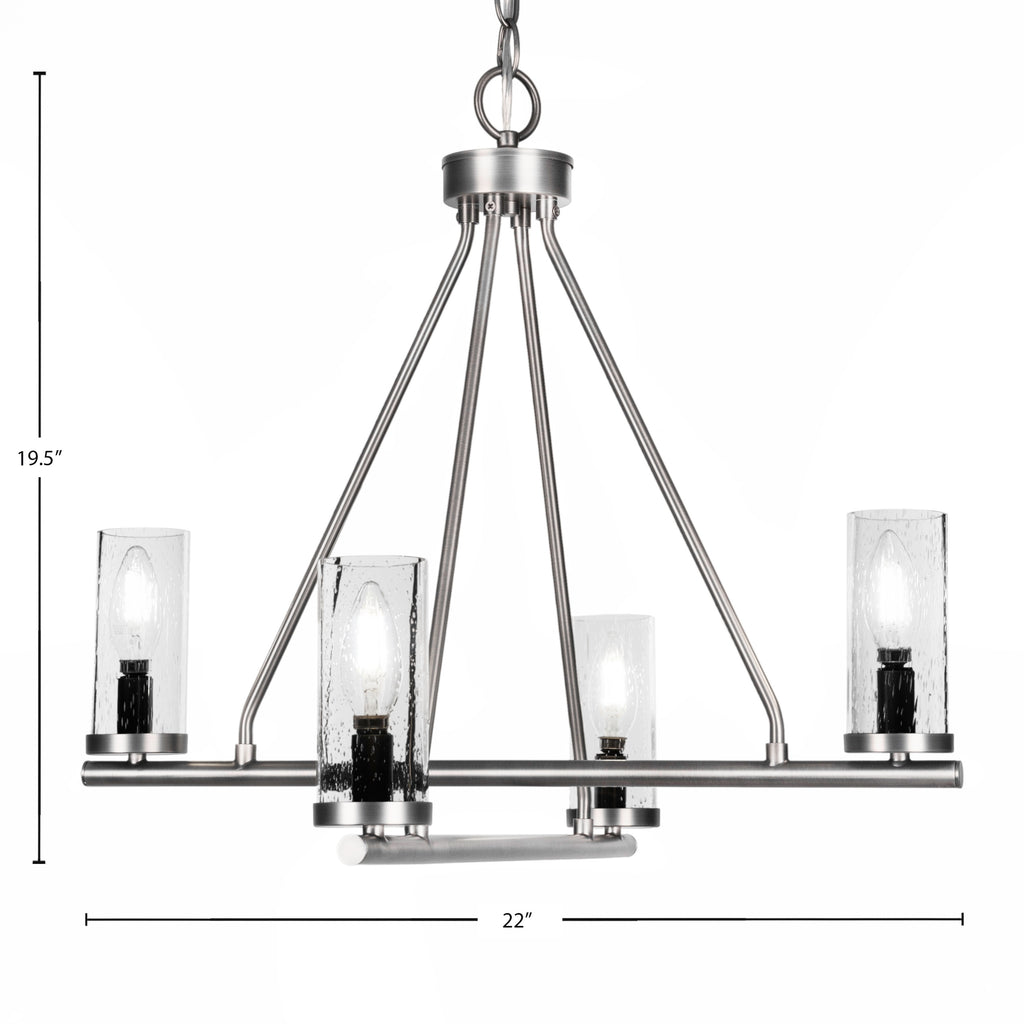 Trinity Four Light Chandelier in Graphite with 2.5" Clear Bubble Shade