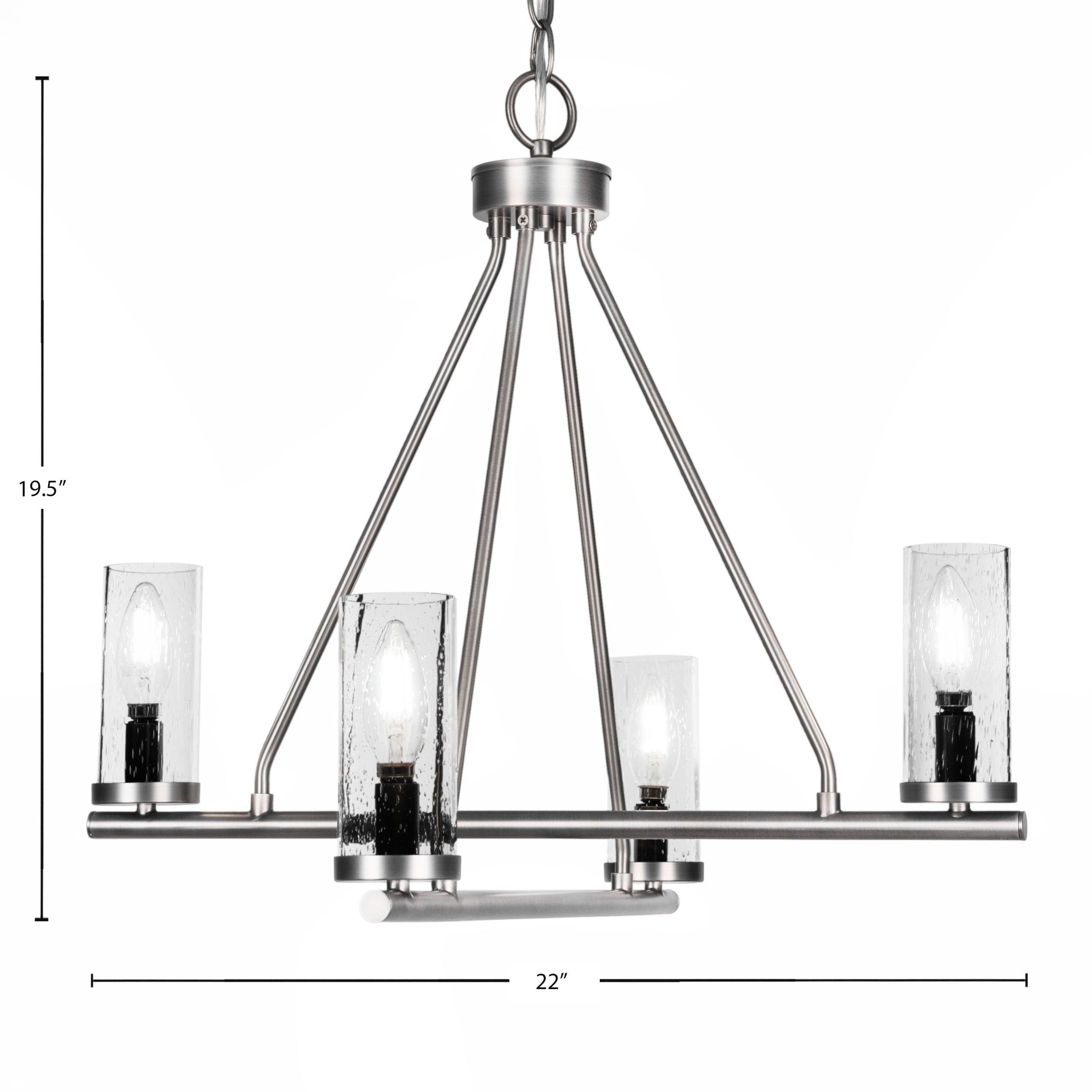 Trinity Four Light Chandelier in Graphite with 2.5" Clear Bubble Shade