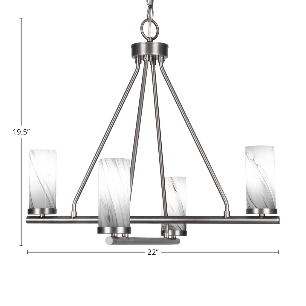 Trinity Four Light Chandelier in Graphite with 2.5" Onyx Swirl Shade