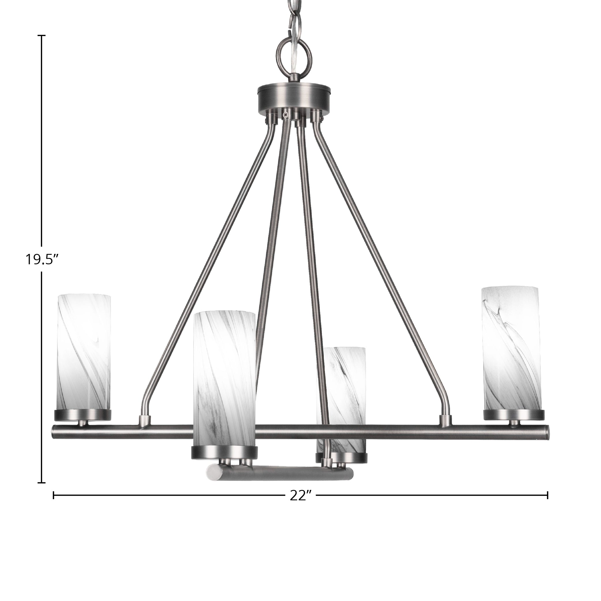 Trinity Four Light Chandelier in Graphite with 2.5" Onyx Swirl Shade