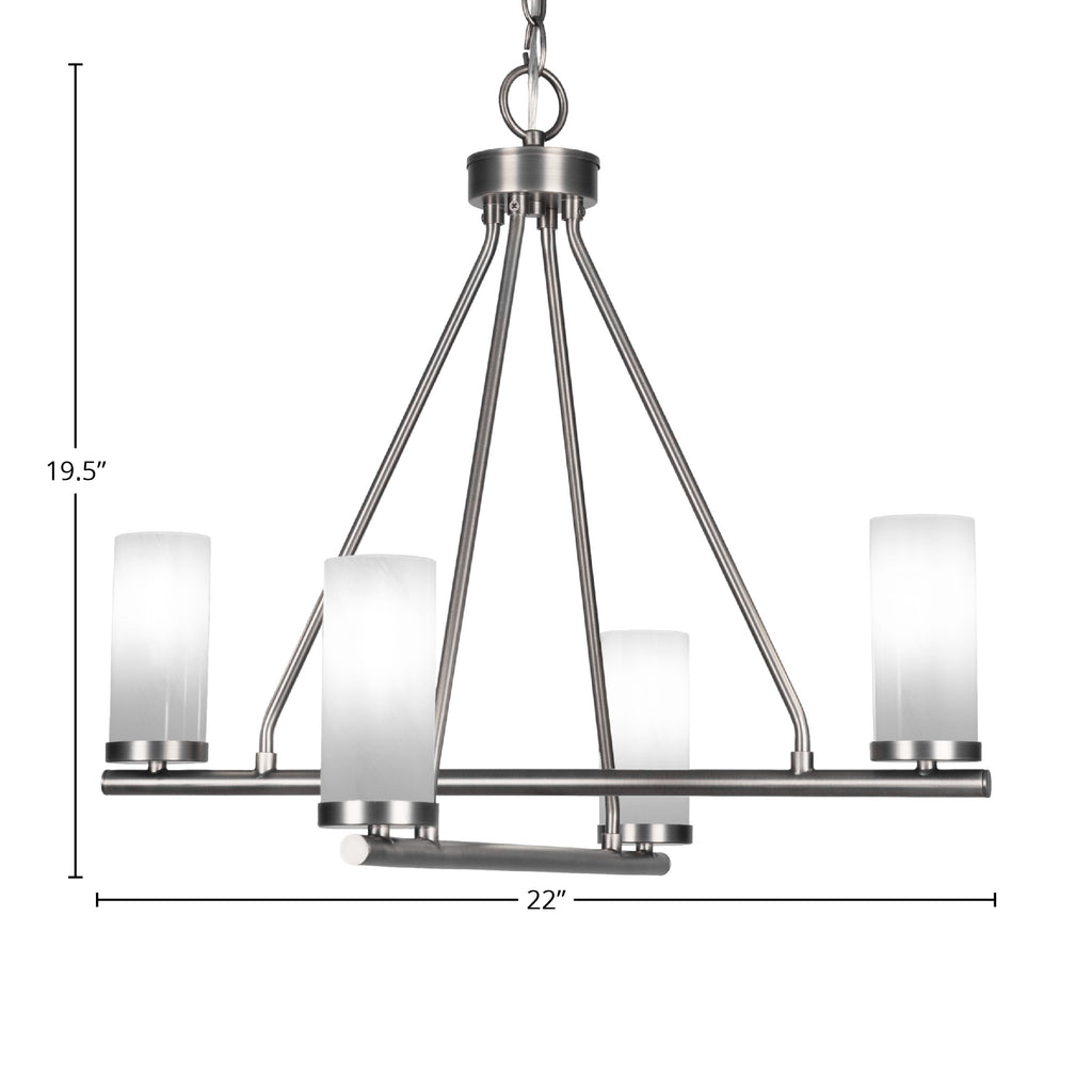 Trinity Four Light Chandelier in Graphite with 2.5" White Marble Shade