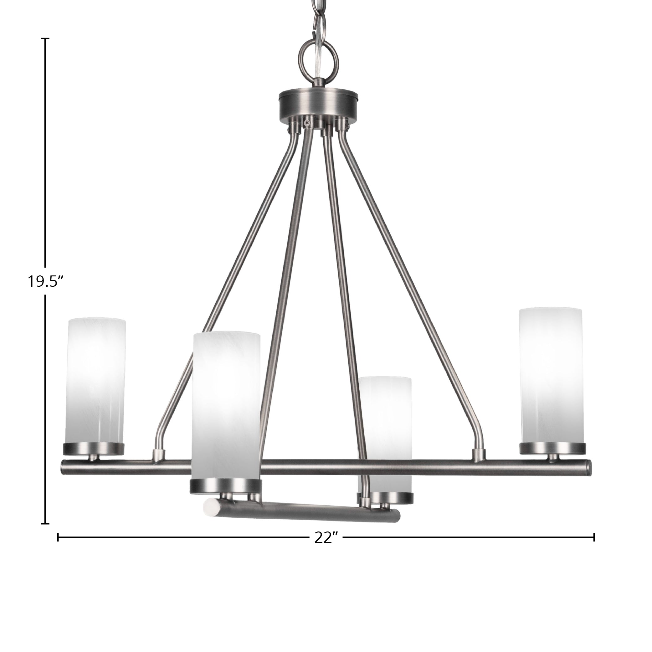 Trinity Four Light Chandelier in Graphite with 2.5" White Marble Shade