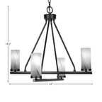 Trinity Four Light Chandelier in Matte Black with 2.5" Onyx Swirl Shade
