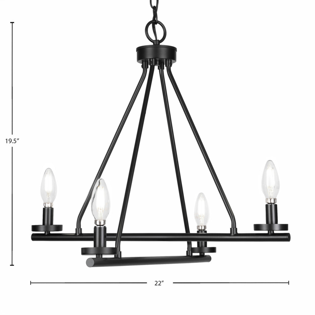 Trinity Four Light Chandelier in Matte Black