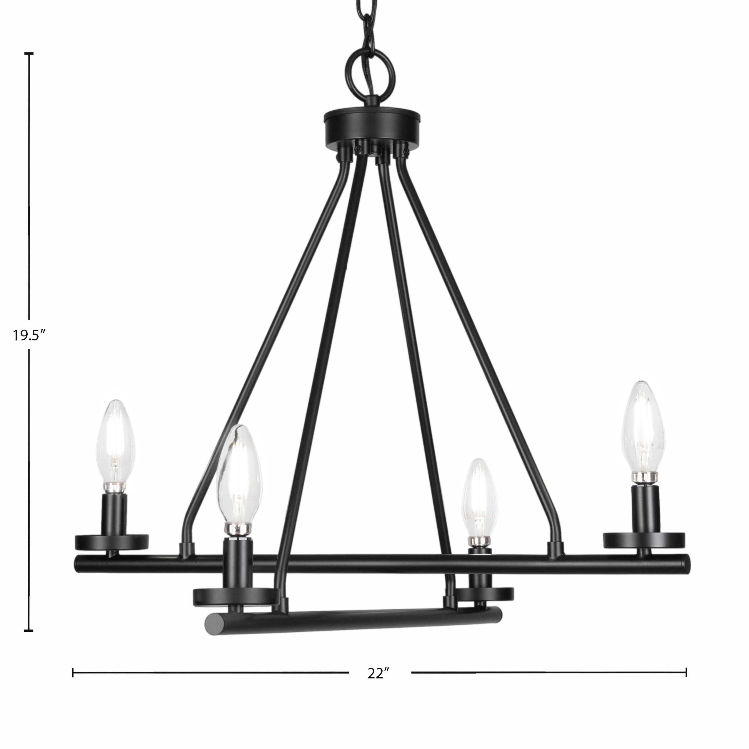 Trinity Four Light Chandelier in Matte Black