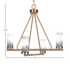 Trinity Four Light Chandelier in New Age Brass with 2.5" Onyx Swirl Shade