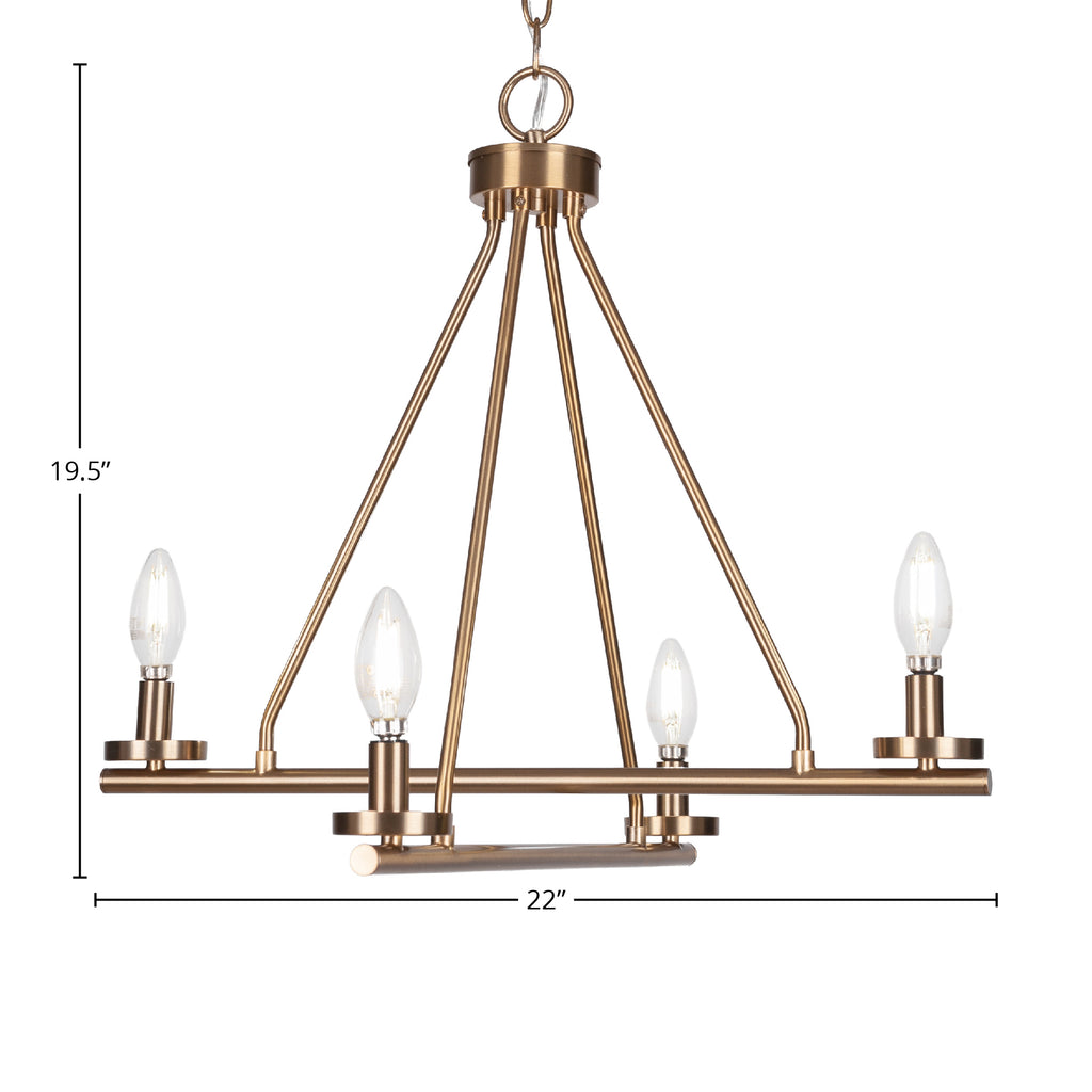 Trinity Four Light Chandelier in New Age Brass