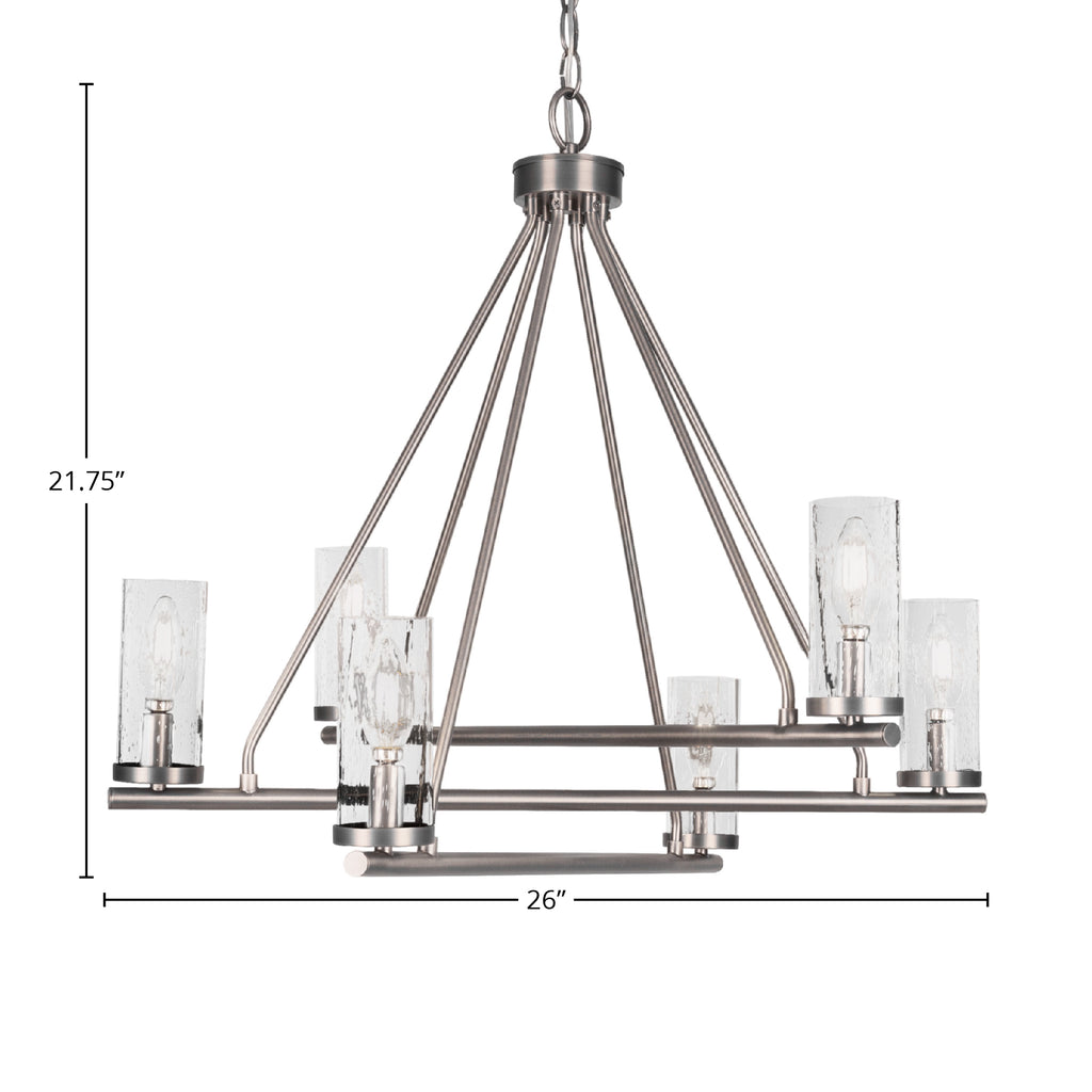 Trinity Six Light Chandelier in Graphite with 2.5" Clear Bubble Shade