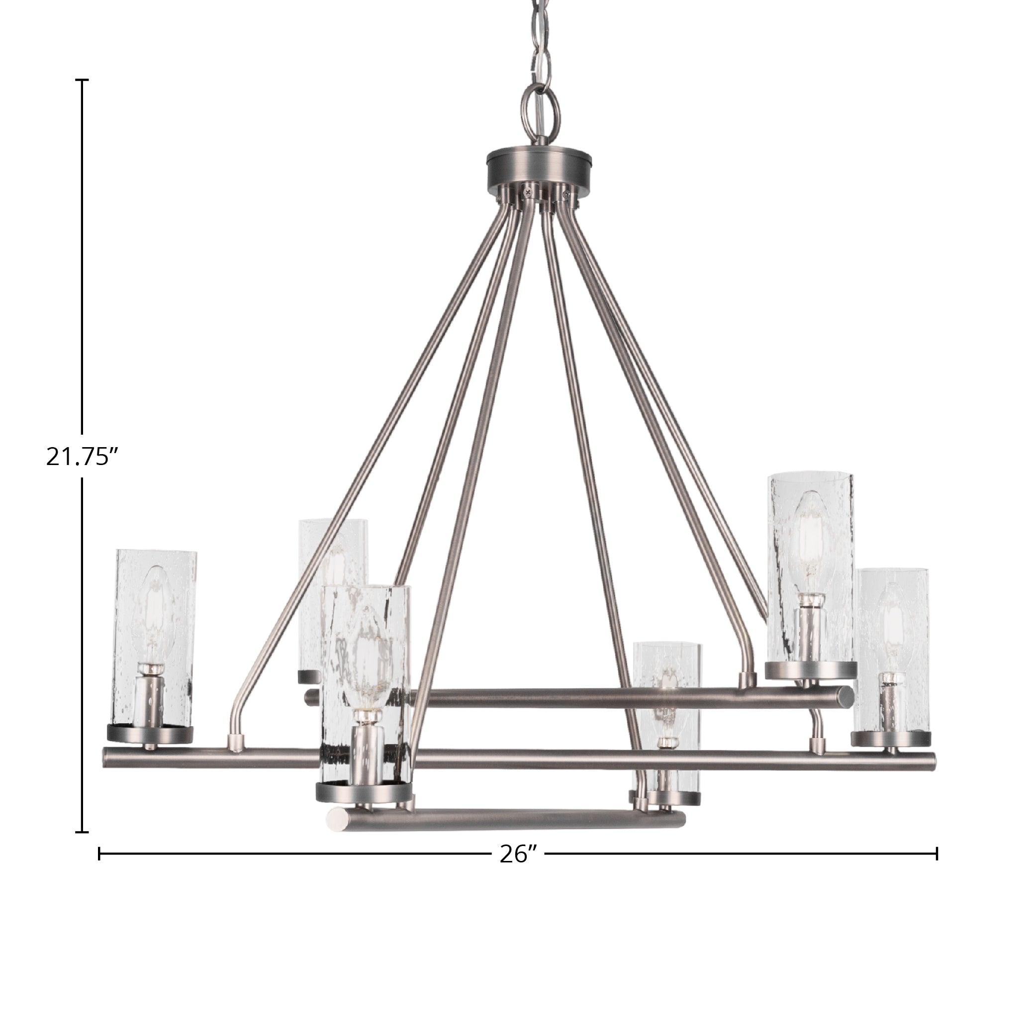 Trinity Six Light Chandelier in Graphite with 2.5" Clear Bubble Shade