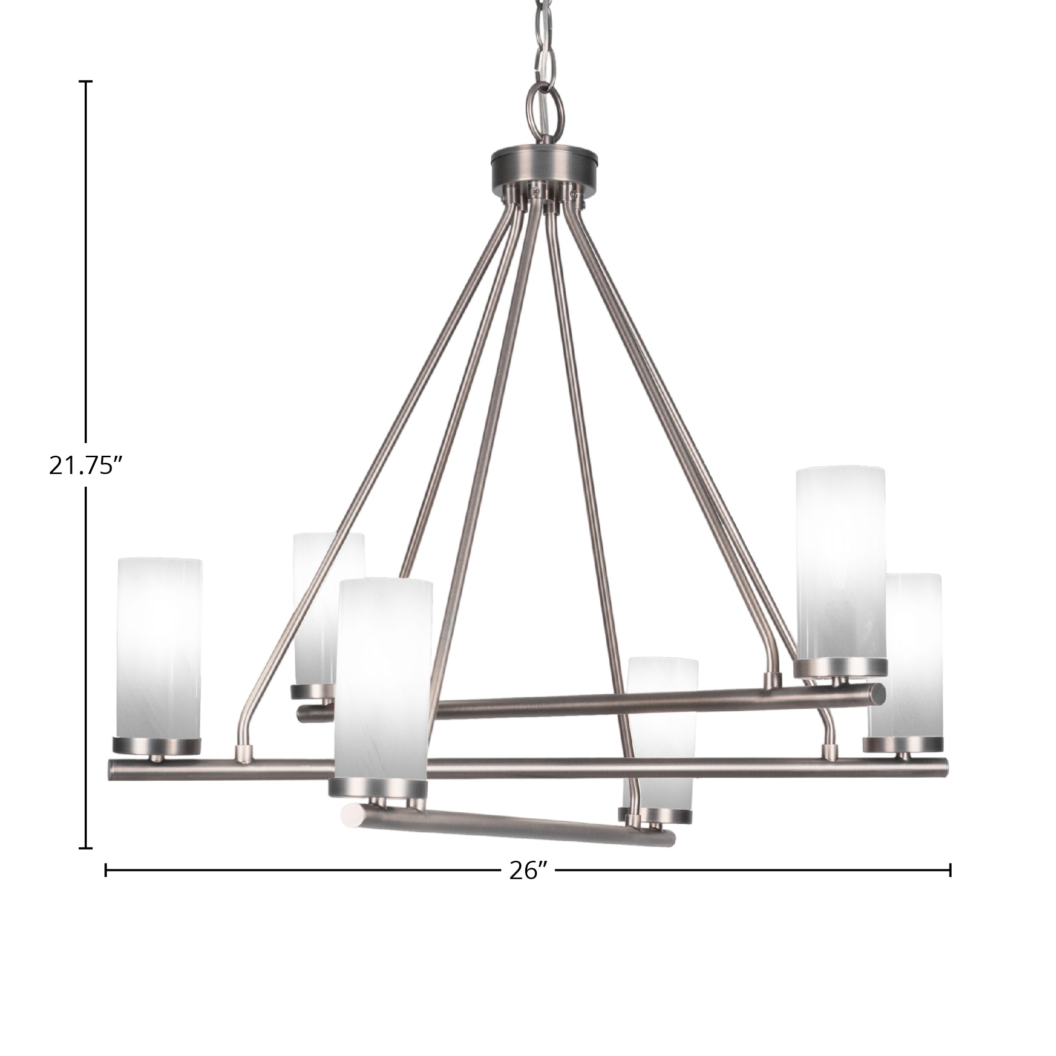 Trinity Six Light Chandelier in Graphite with 2.5" White Marble Shade