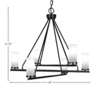Trinity Six Light Chandelier in Matte Black with 2.5" White Marble Shade