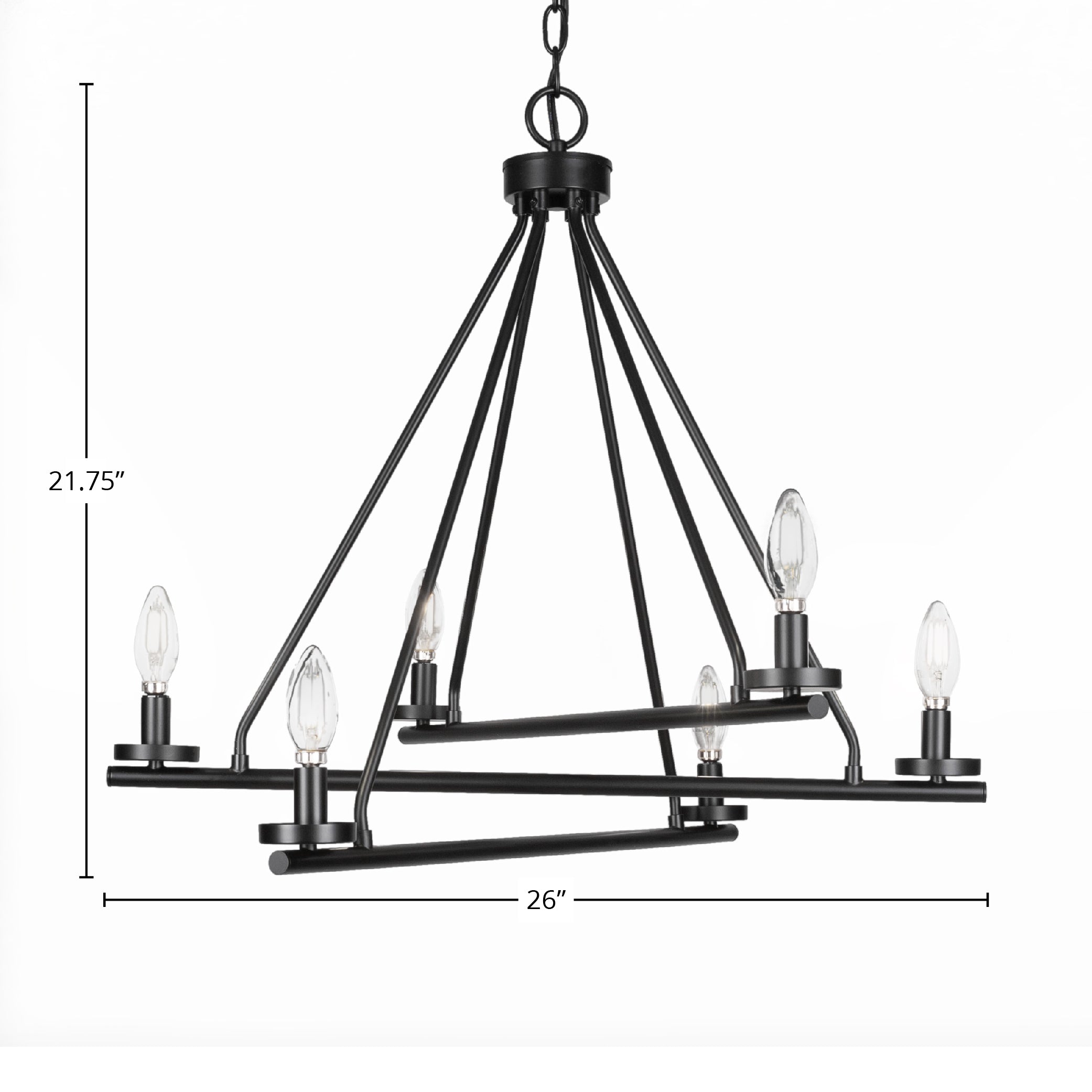 Trinity Six Light Chandelier in Matte Black