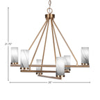 Trinity Six Light Chandelier in New Age Brass with 2.5" Onyx Swirl Shade