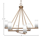 Trinity Six Light Chandelier in New Age Brass with 2.5" White Marble Shade