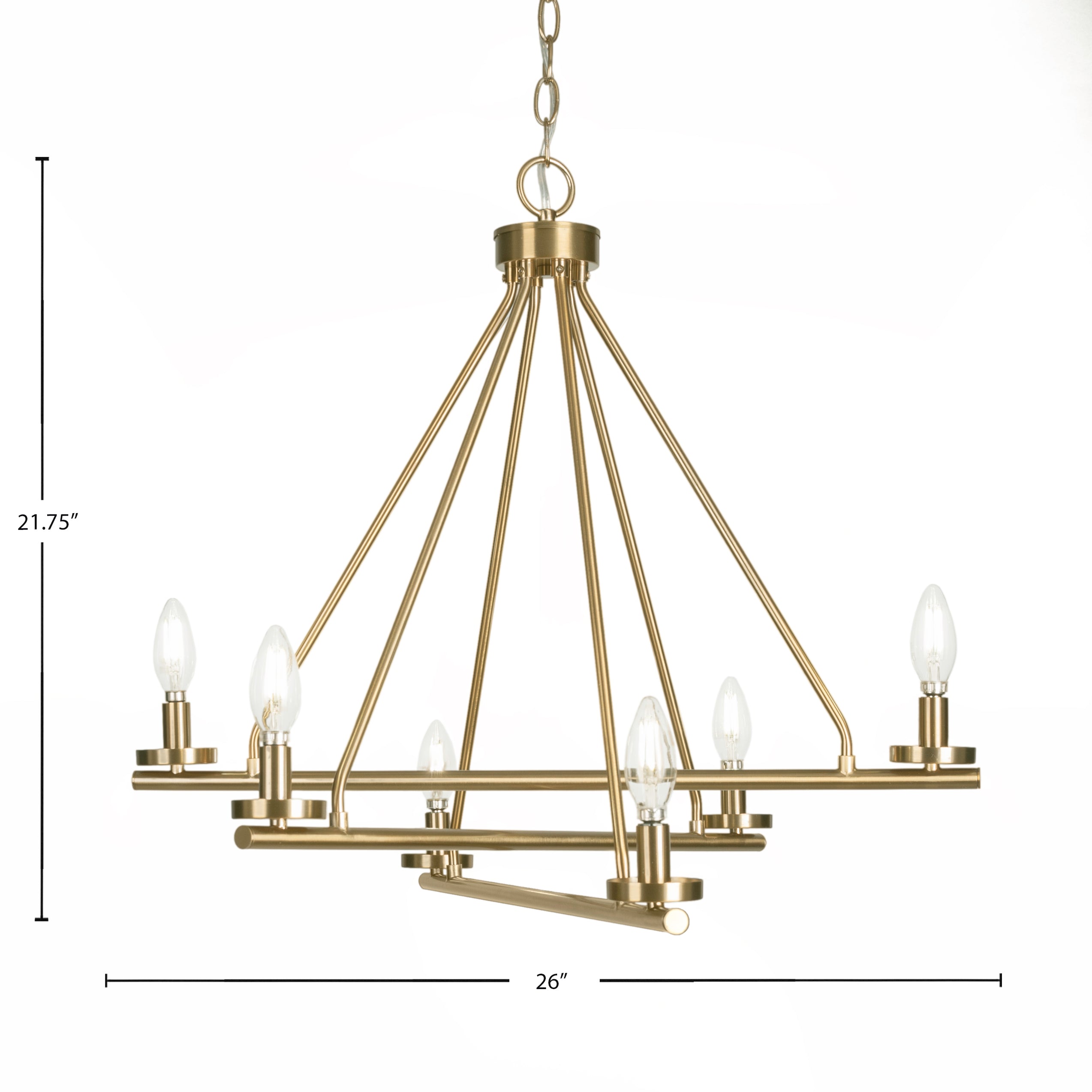 Trinity Six Light Chandelier in New Age Brass