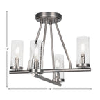 Trinity Four Light Semi-Flush Mount in Graphite with 2.5" Clear Bubble Shade