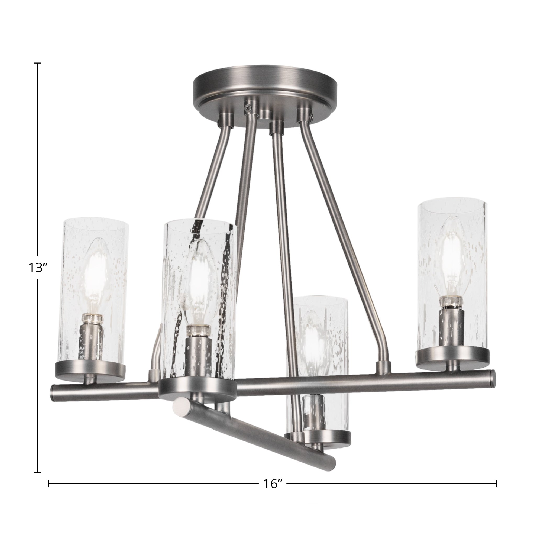 Trinity Four Light Semi-Flush Mount in Graphite with 2.5" Clear Bubble Shade